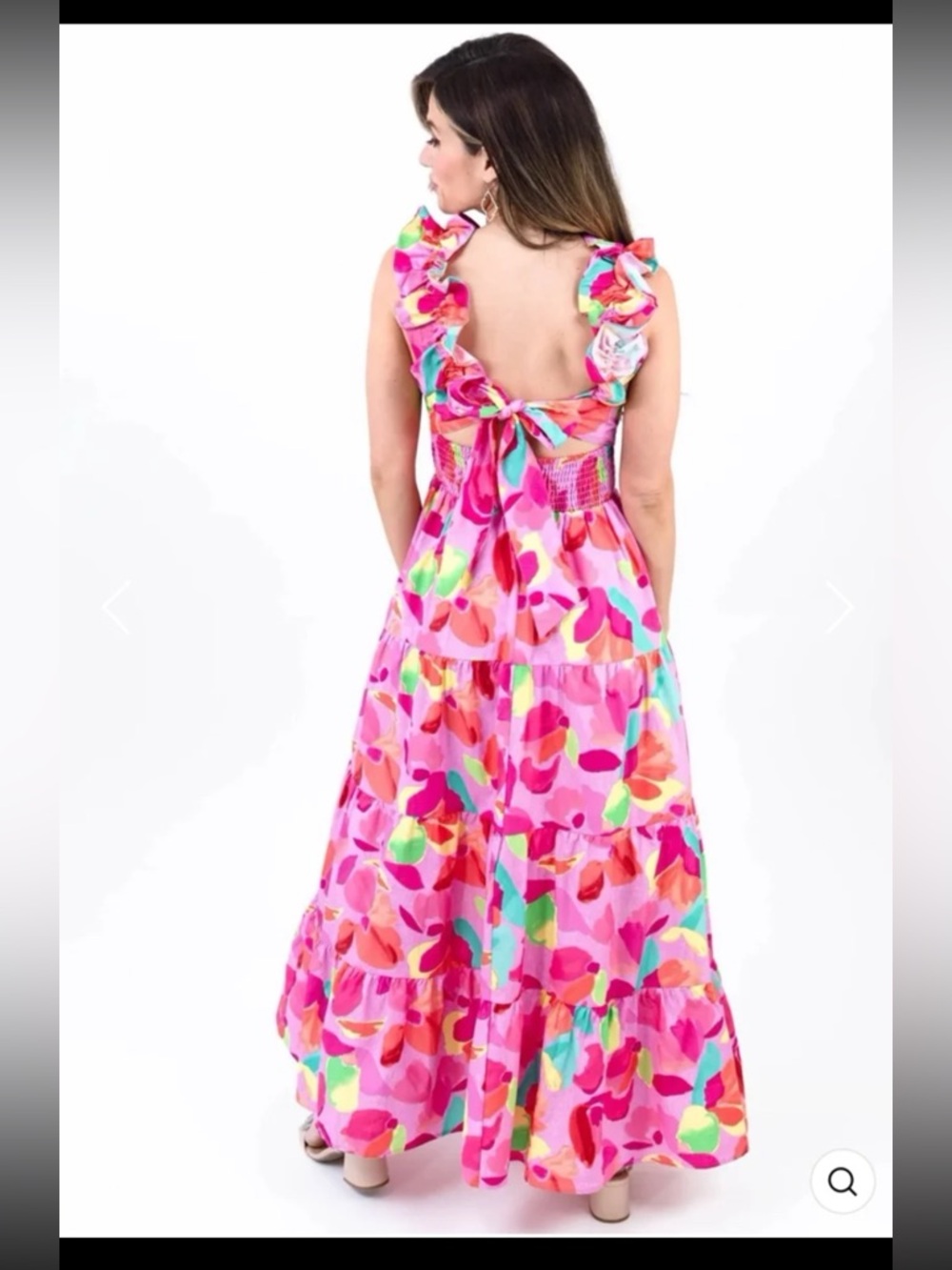 Peach Love California Blooming Affair Floral Print Back-Tie Maxi Dress Sz Large - Picture 3 of 12
